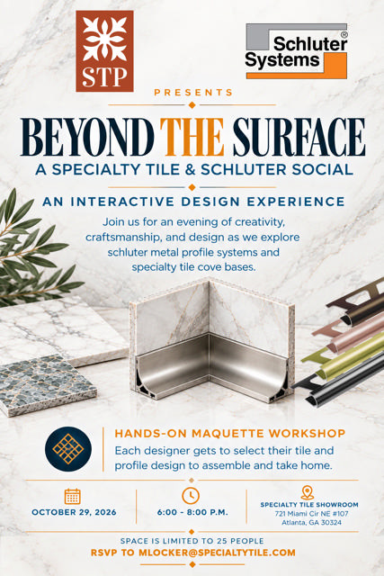 2026 Oct frontpage ad Free Specialty and Schluter event